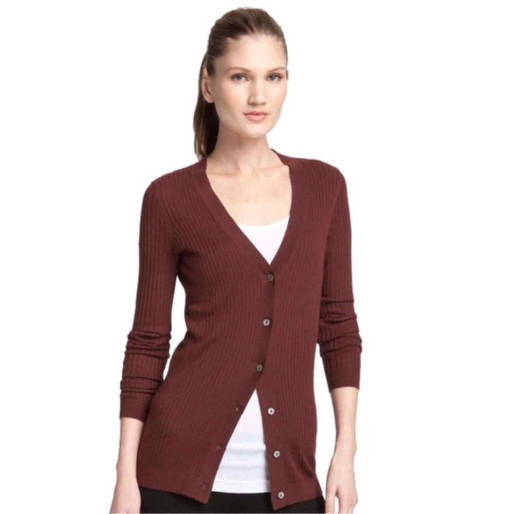 Vince Ribbed Red/Rust Cardigan